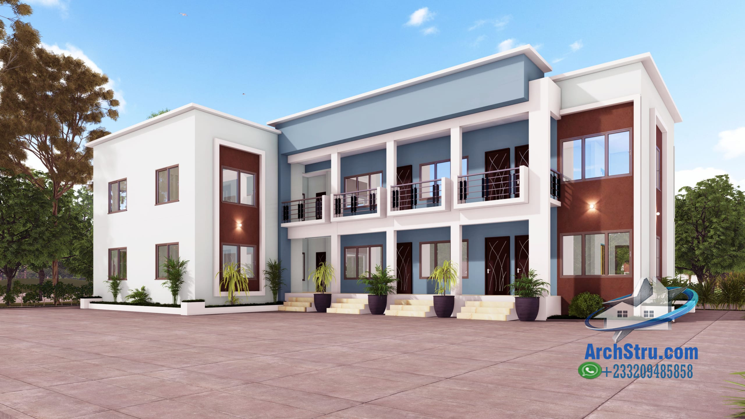 Modern Student Hostel Design Modern hostel building design for students with a two-story structure