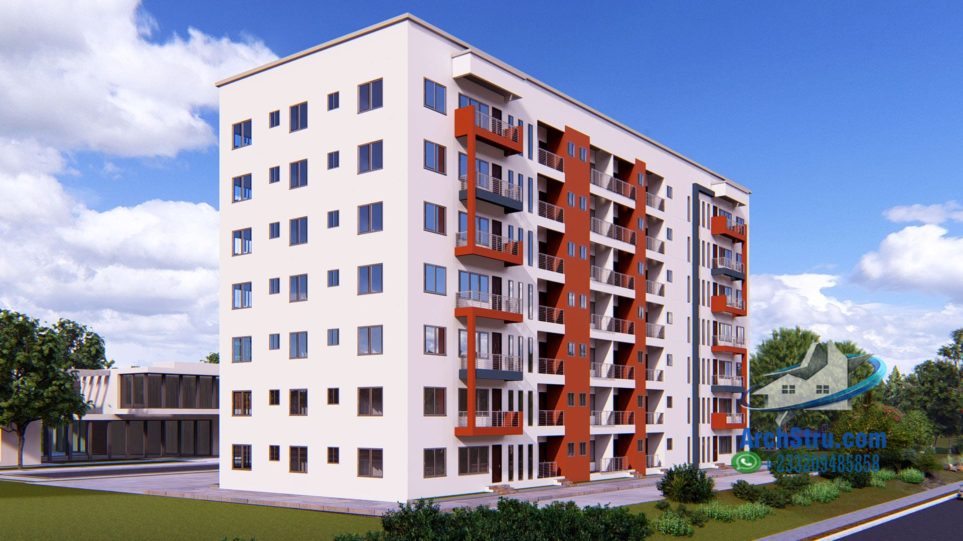 Modern apartment exterior design with innovative facade ideas in urban setting