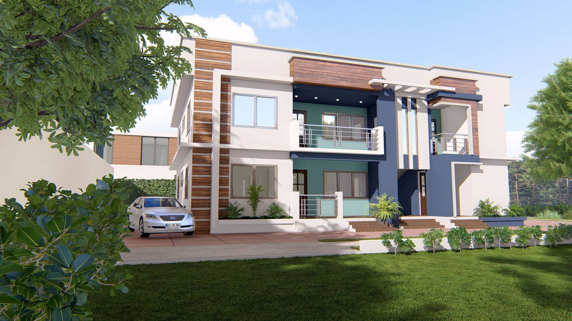 modern apartment facade contemporary style