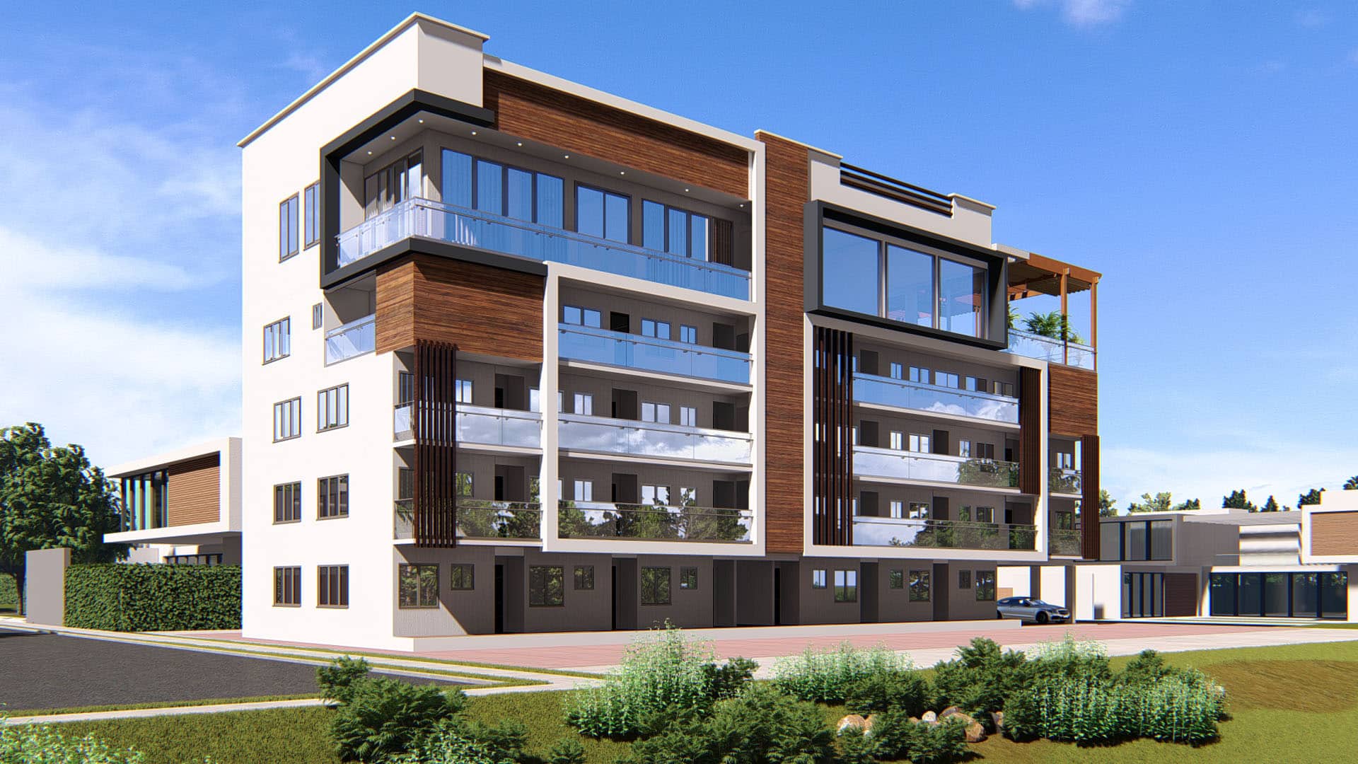 large apartment units front elevation architecture design