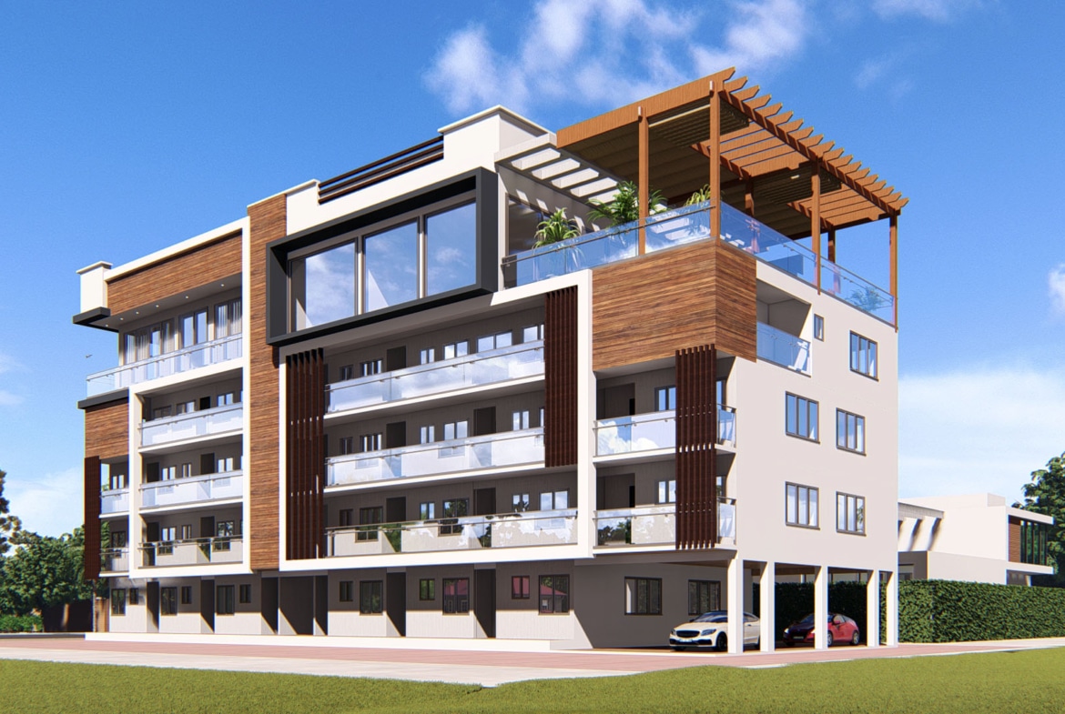 modern large apartment units with balcony exterior