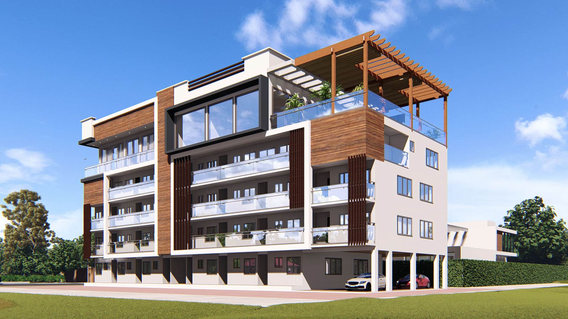 modern large apartment units with balcony exterior