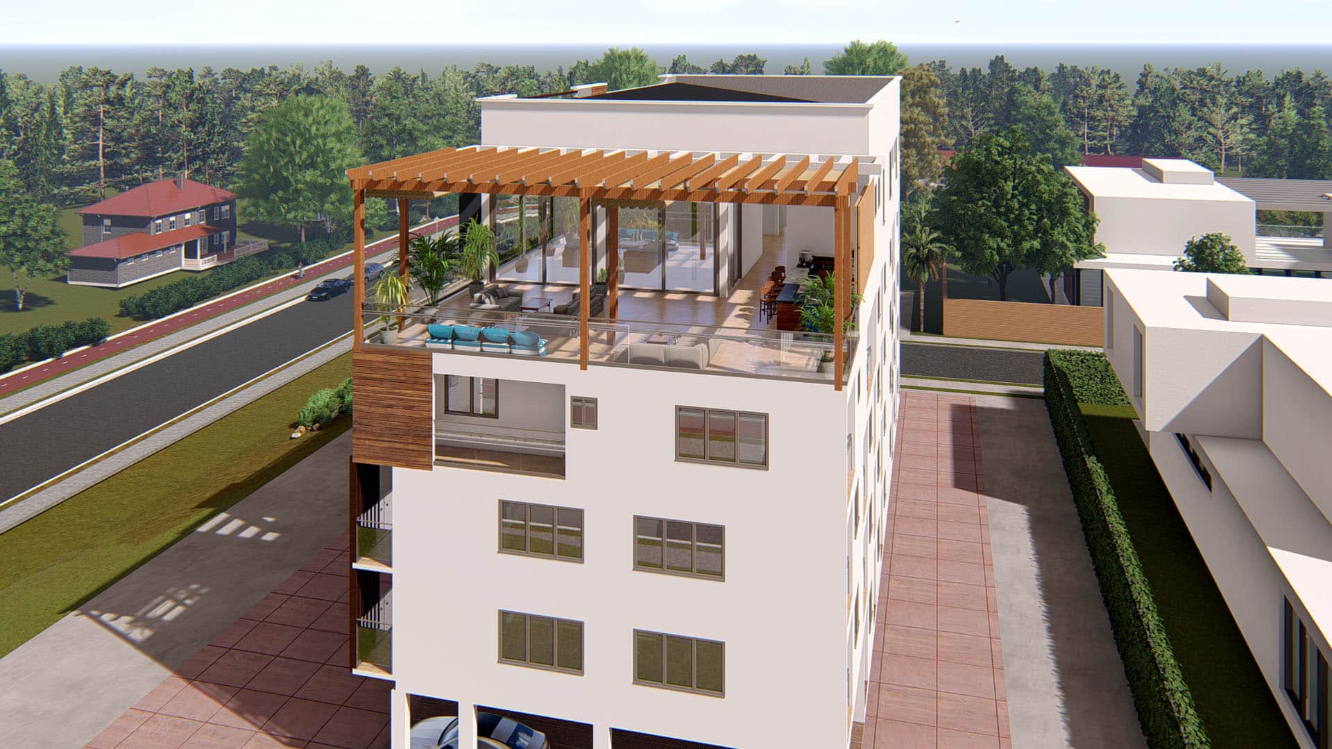 large apartment units with roof top design