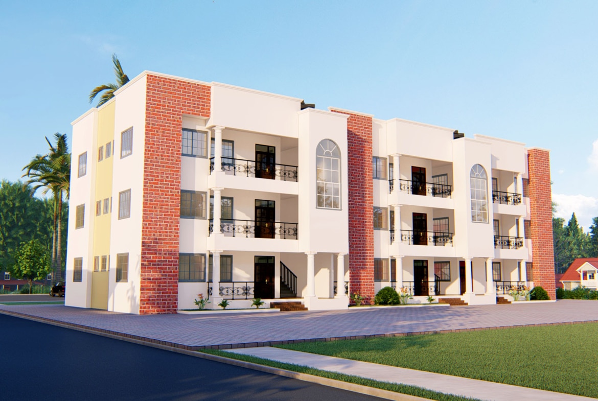 three storey apartment with balconies exterior view