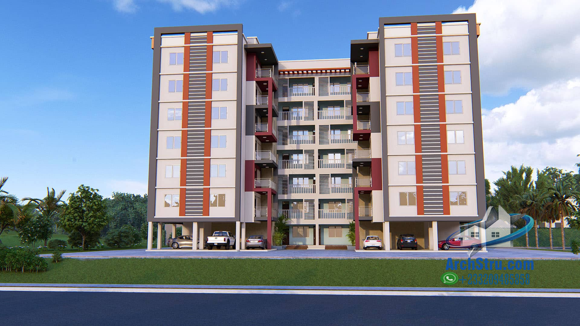 Modern 6-storey multi-storey apartment building design