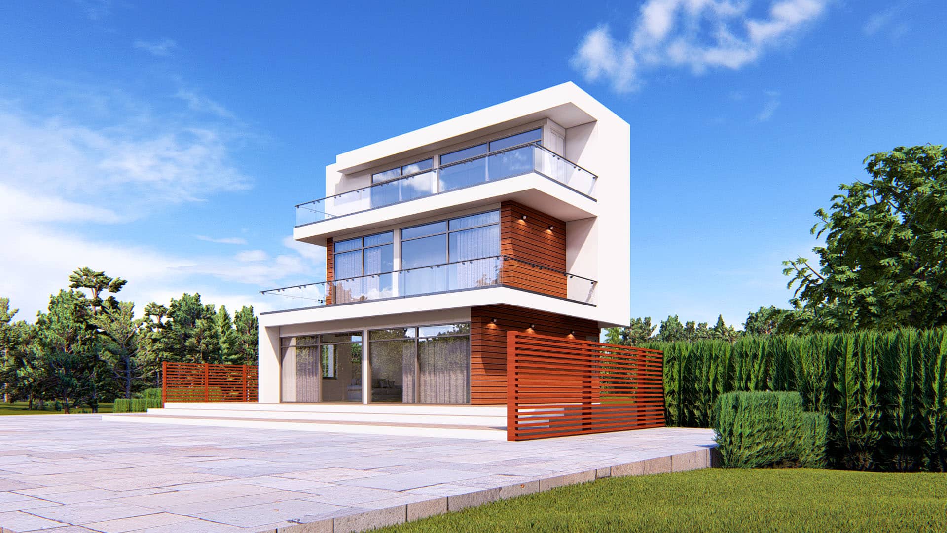 modern 3 bedroom house with basement and balcony