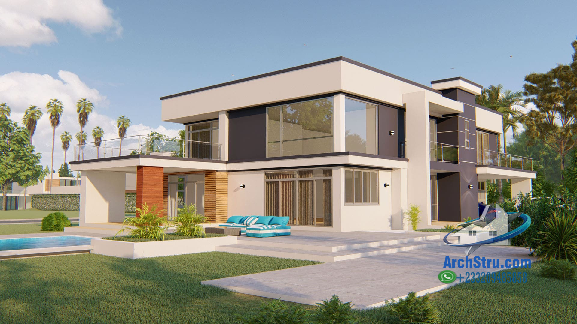 Contemporary 4-Bedroom Duplex Modern 4-bedroom duplex with sleek architecture and spacious lawn