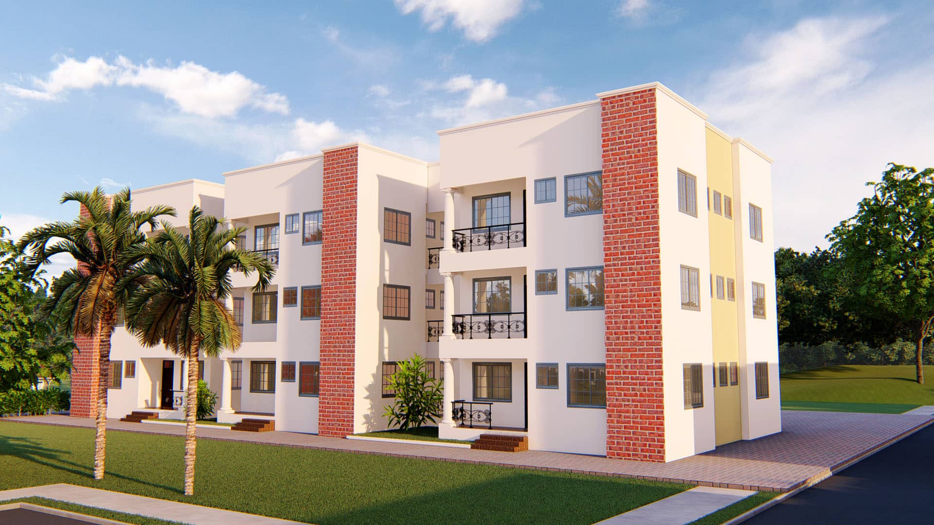 contemporary three storey apartment architecture exterior