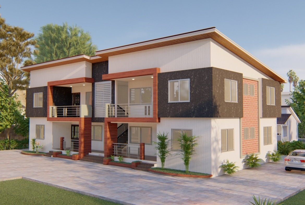 Contemporary 2-bedroom duplex apartment design exterior view