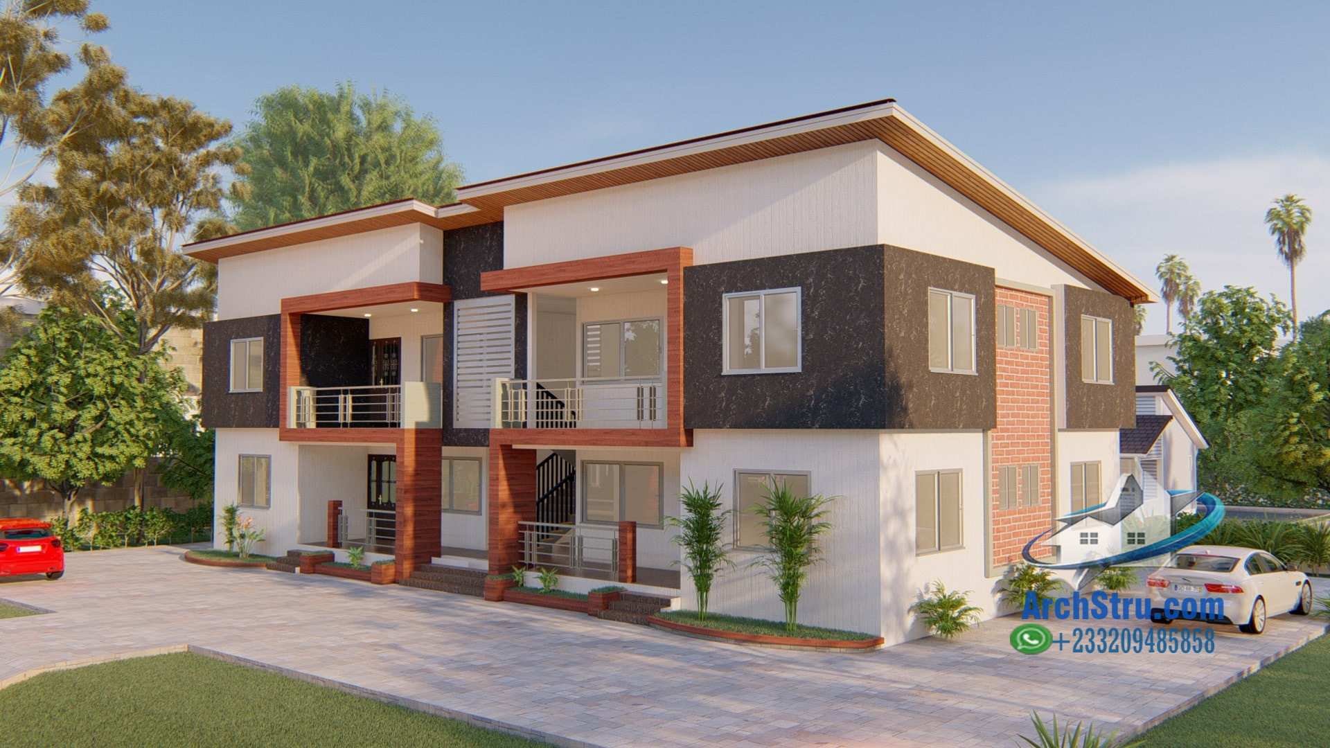 Contemporary 2-bedroom duplex apartment design exterior view
