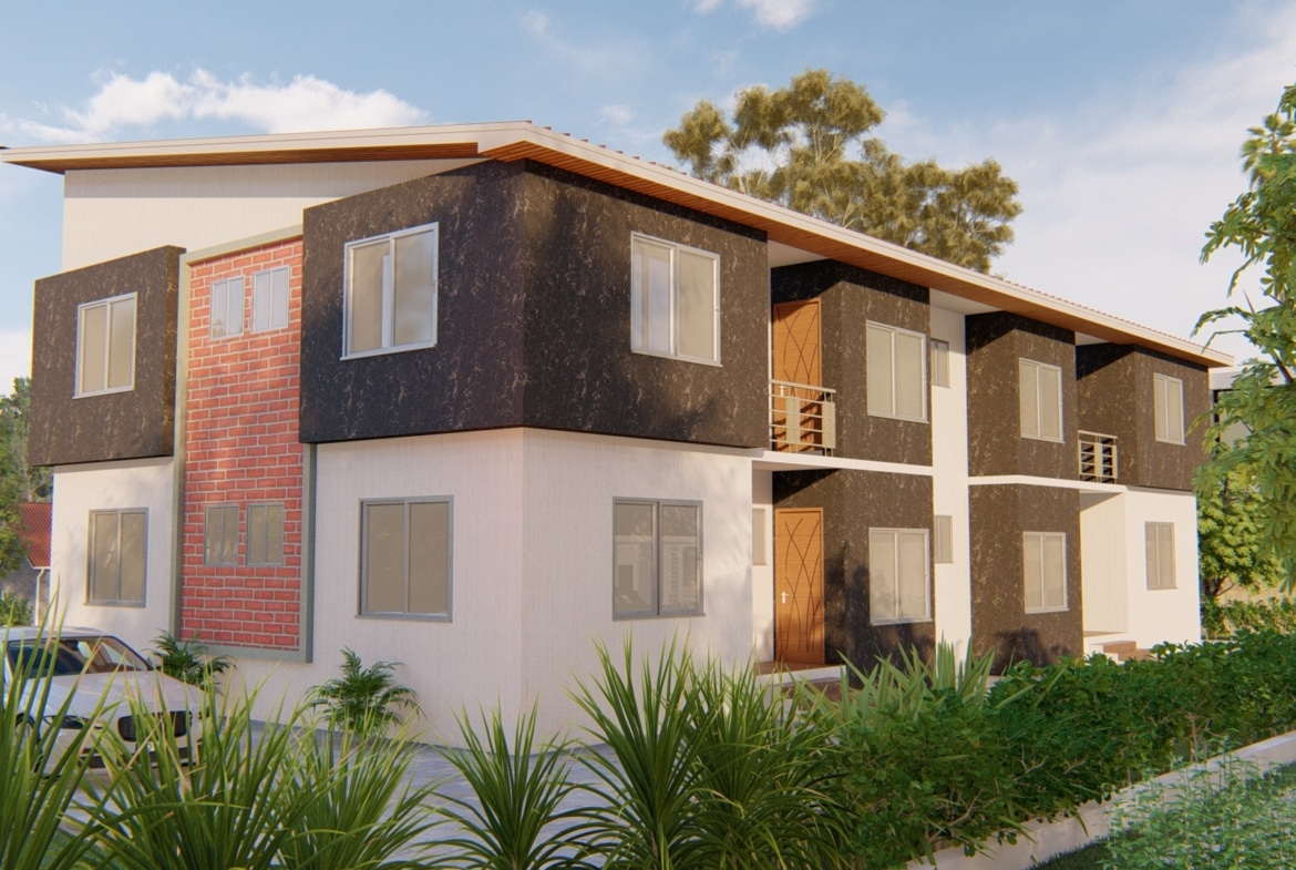 Contemporary 2-bedroom duplex apartment design with modern exterior