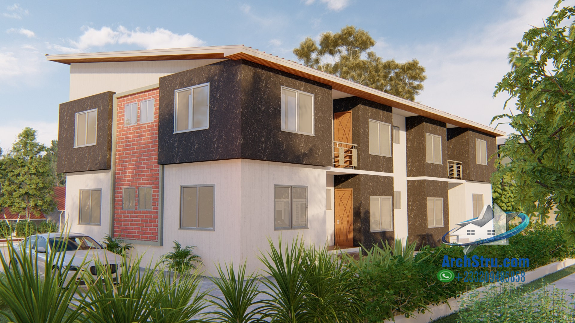 Contemporary 2-bedroom duplex apartment design with modern exterior