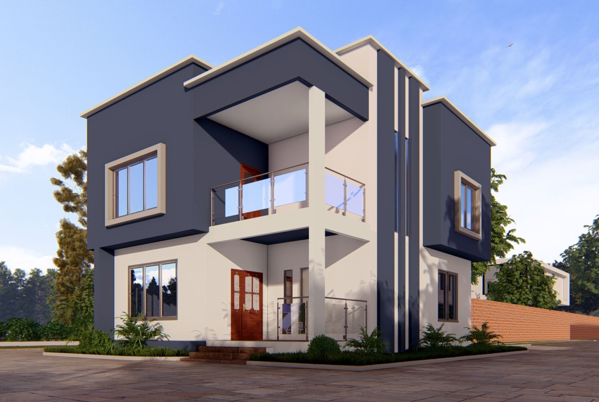 3 bedroom duplex house with balcony Ghana design