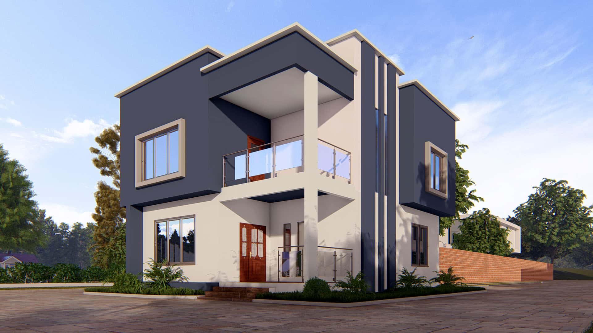 3 bedroom duplex house with balcony Ghana design