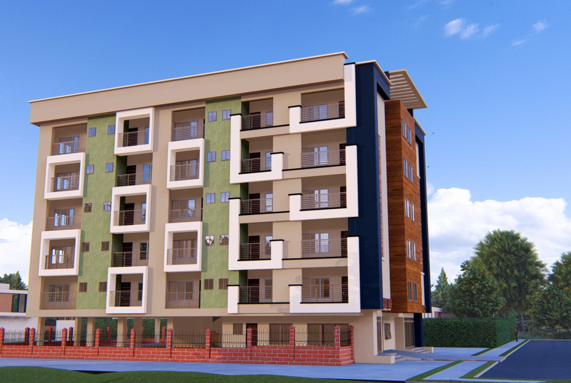 student hostel with balconies and outdoor spaces