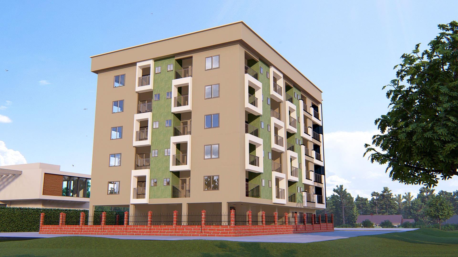 student hostel building with multiple floors exterior