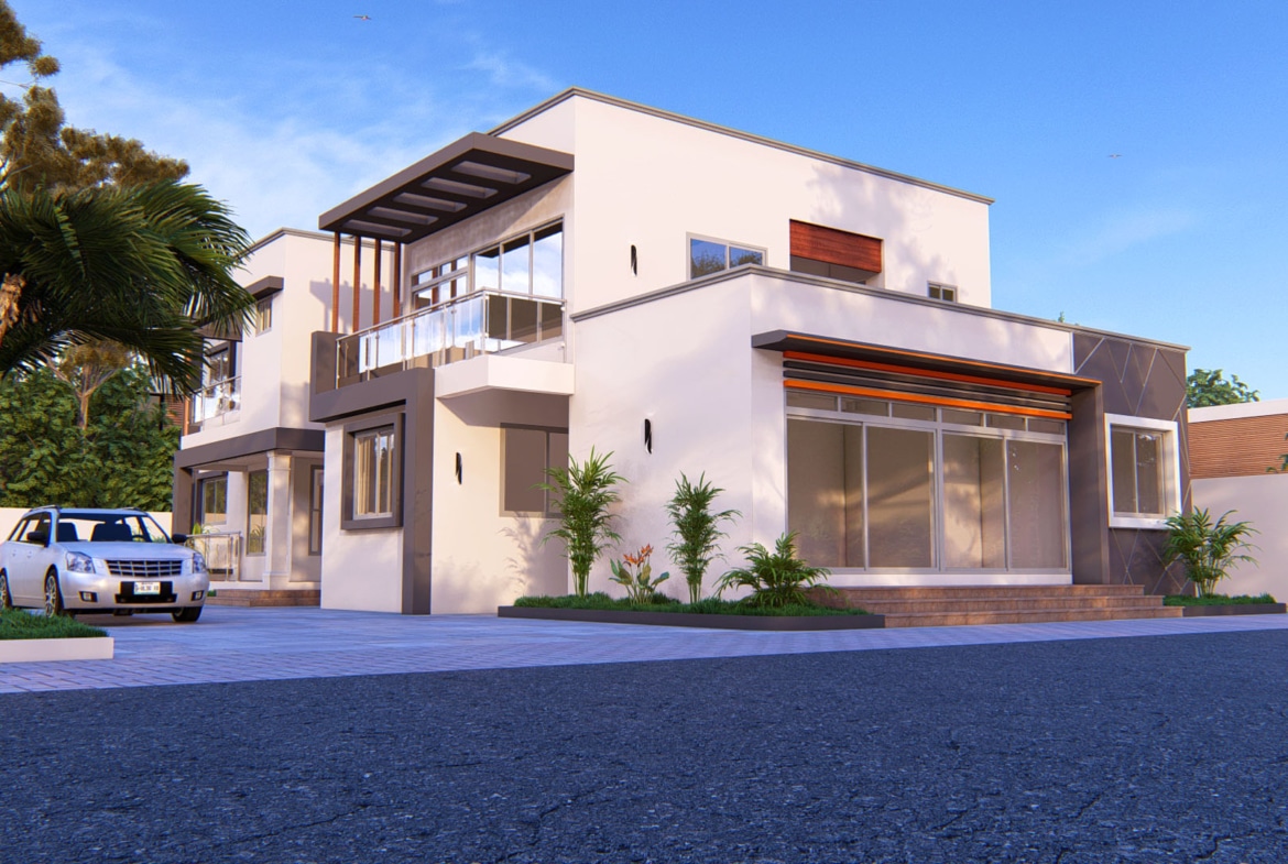 modern 5 bedroom duplex with shop exterior design