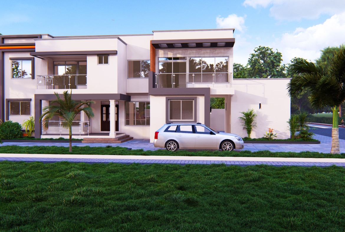 5 bedroom duplex with shop front elevation design