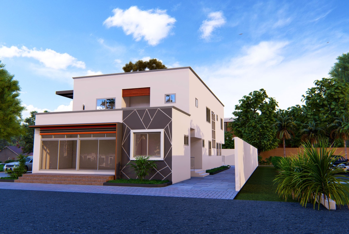 mixed use 5 bedroom duplex with shop building design