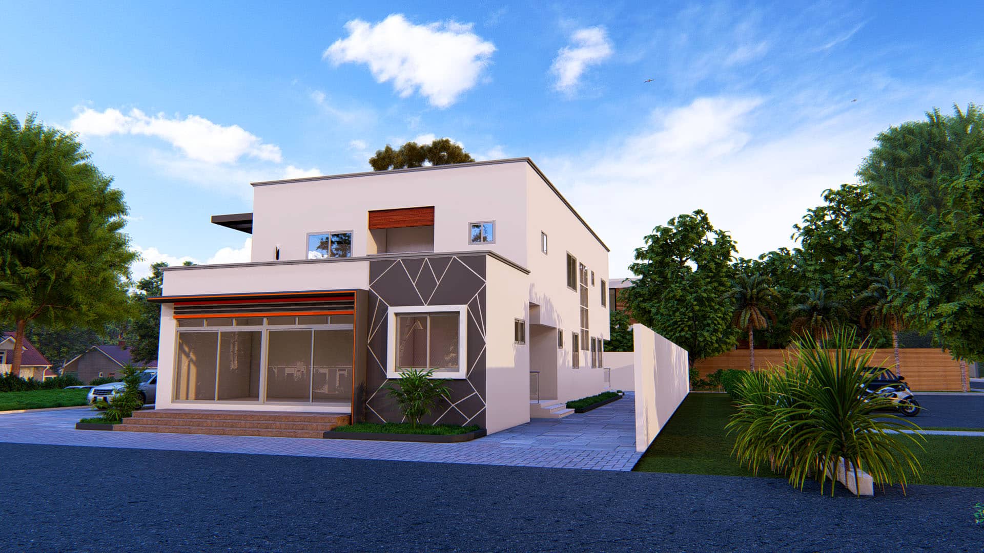 mixed use 5 bedroom duplex with shop building design