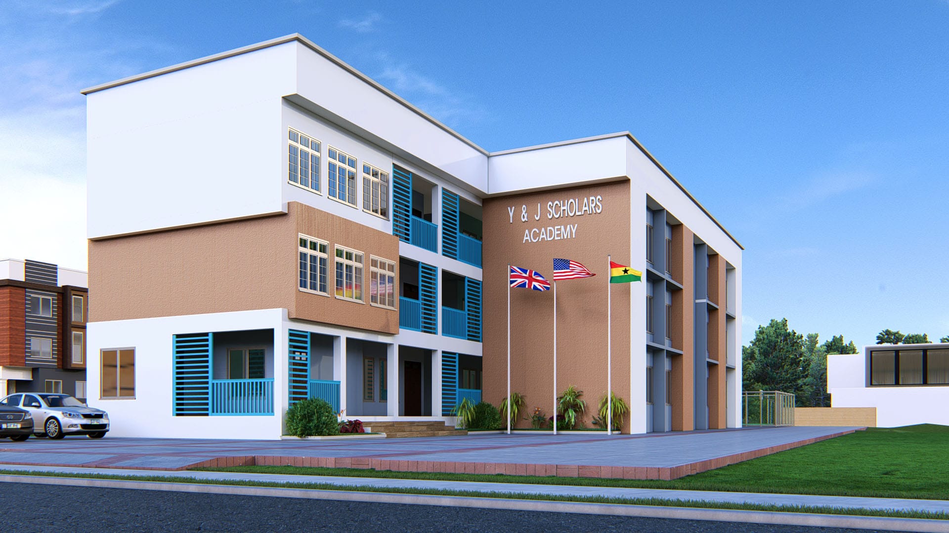 school building facade modern architecture design