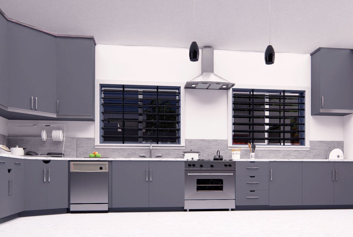 Modern kitchen design with sleek cabinets and a central island