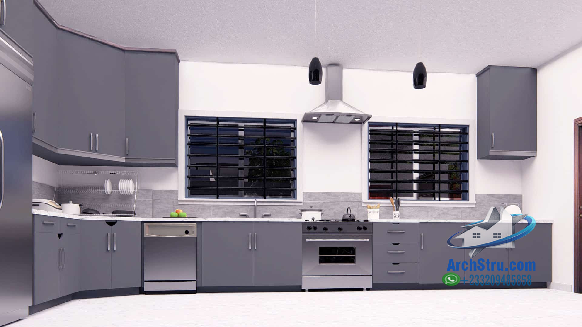 Modern kitchen design with sleek cabinets and a central island