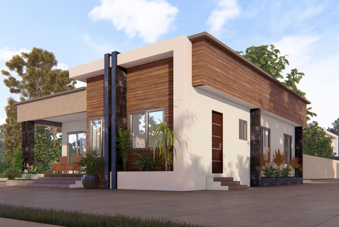 3 bedroom residential house architectural exterior view