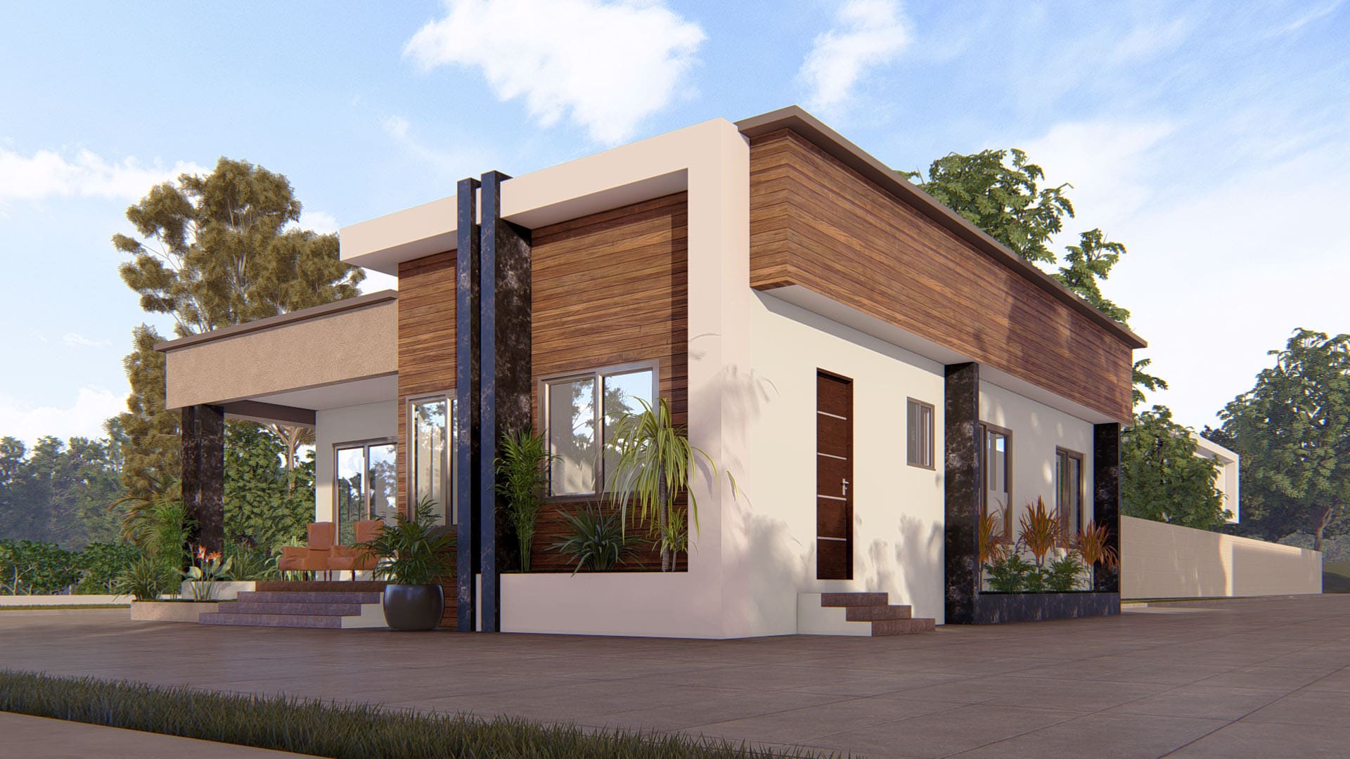 3 bedroom residential house architectural exterior view