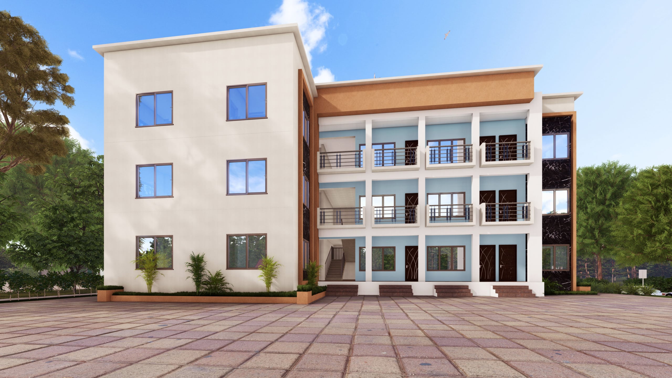 modern student hostel building exterior design