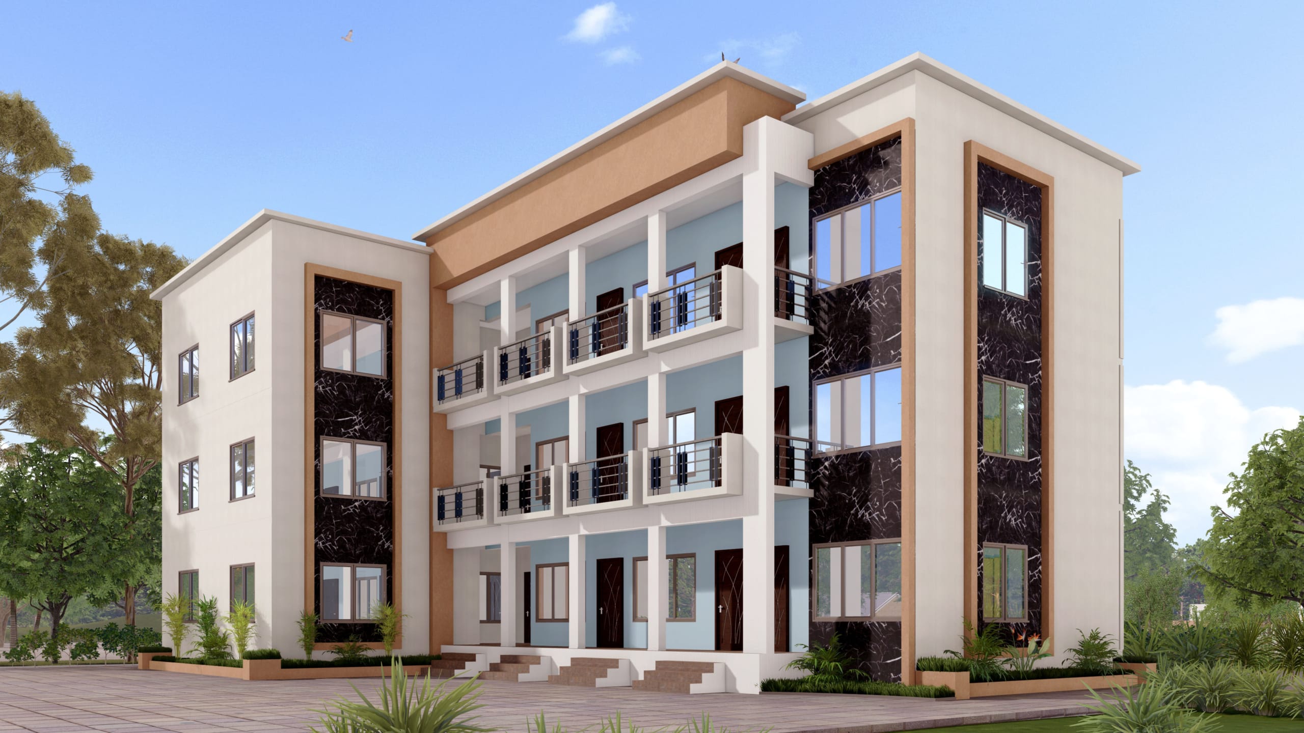 stylish student hostel exterior modern architecture