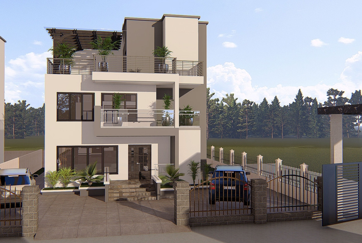 modern 4-bedroom house rooftop lounge area