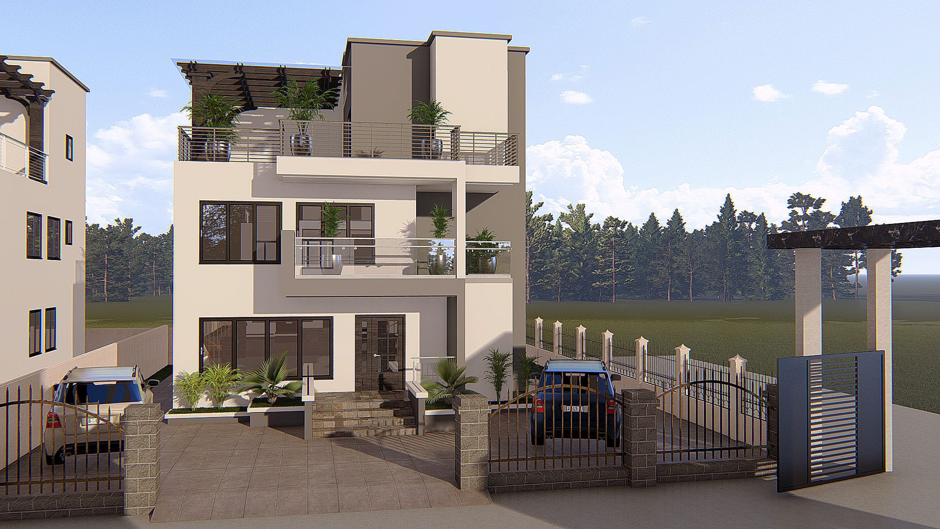 modern 4-bedroom house rooftop lounge area