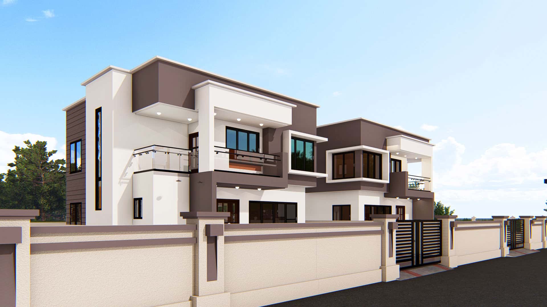 4-bedroom house front view modern style