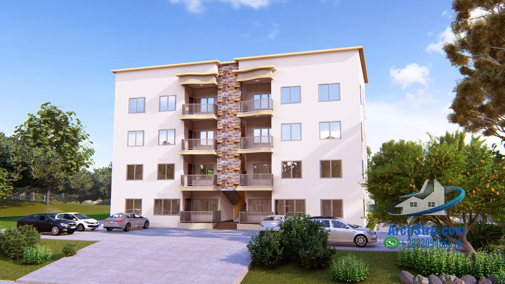 Modern apartment exterior design with contemporary facade ideas