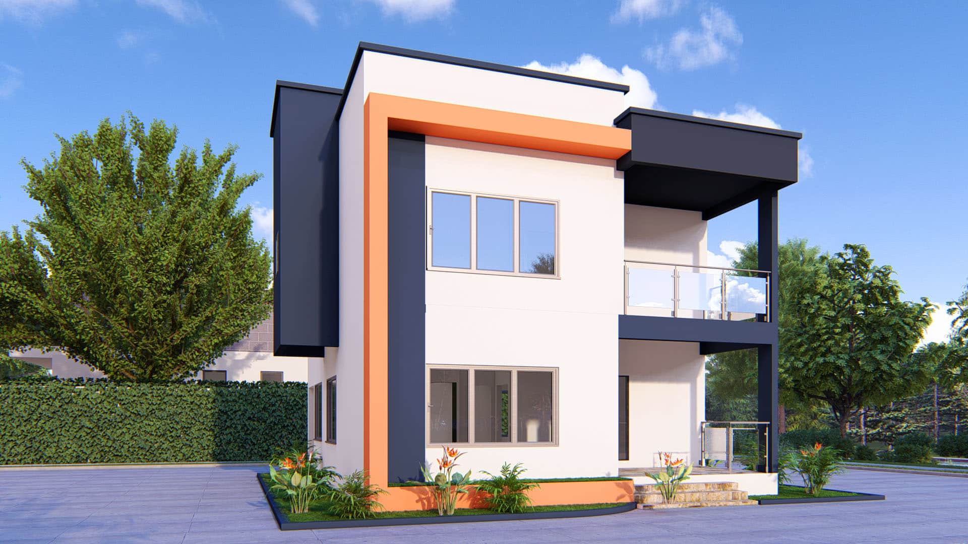 3 bedroom 2 storey house front elevation design