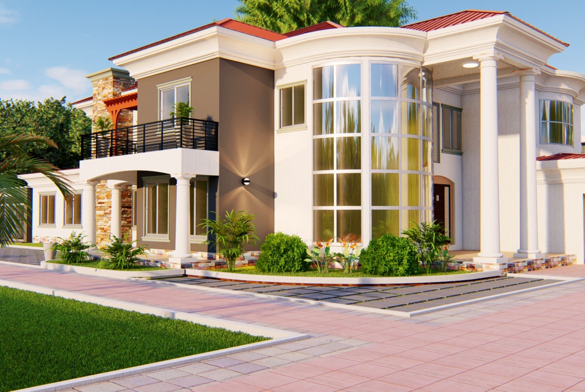 front yard residential landscape design with flowers