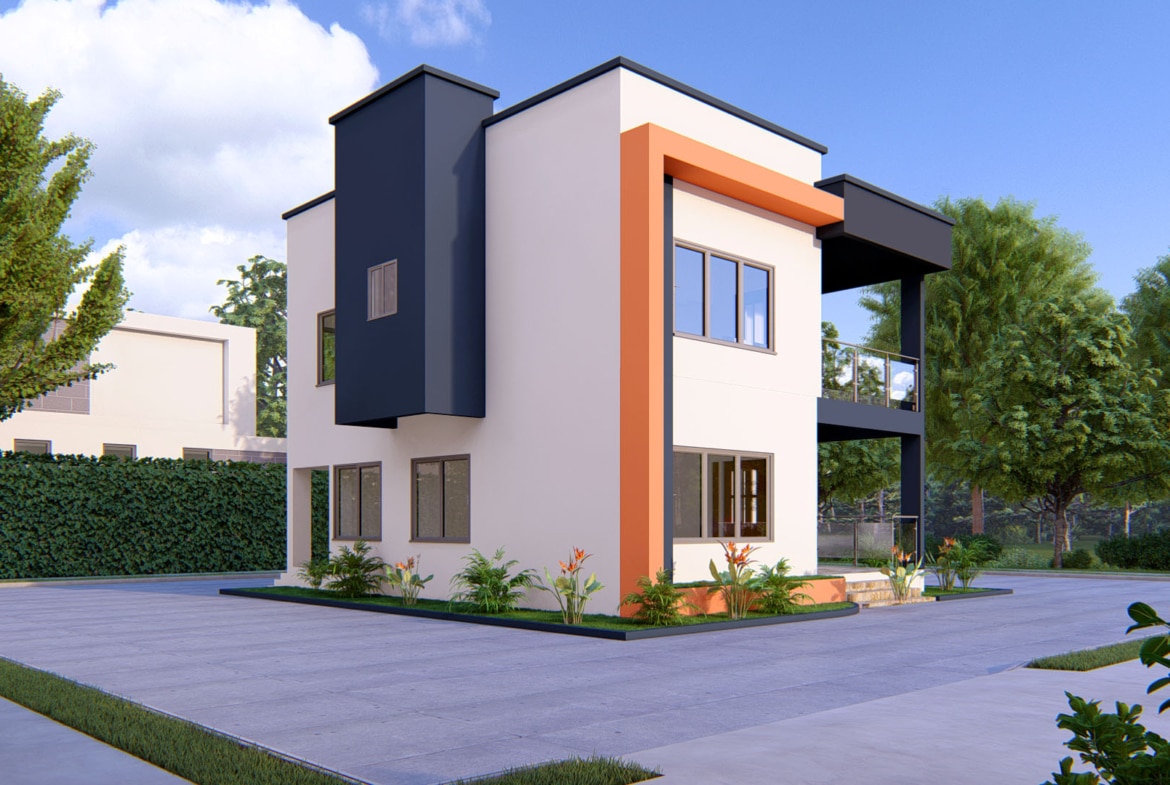 3 bedroom 2 storey residential house exterior view