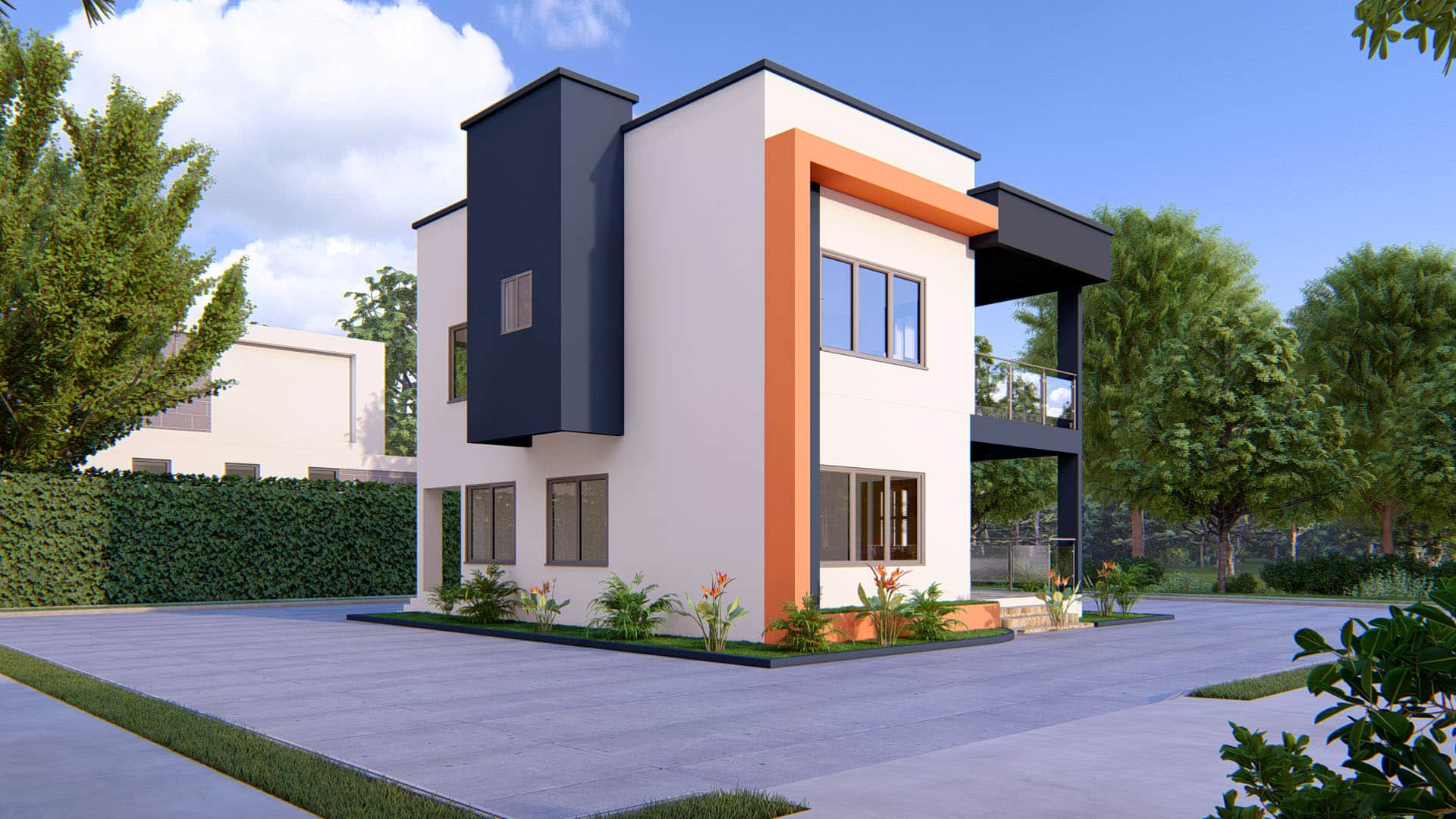 3 bedroom 2 storey residential house exterior view
