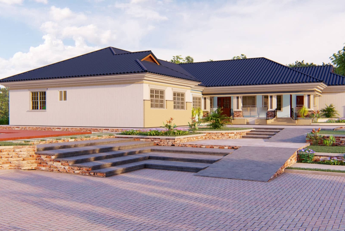 5-bedroom family house design with modern exterior and spacious layout
