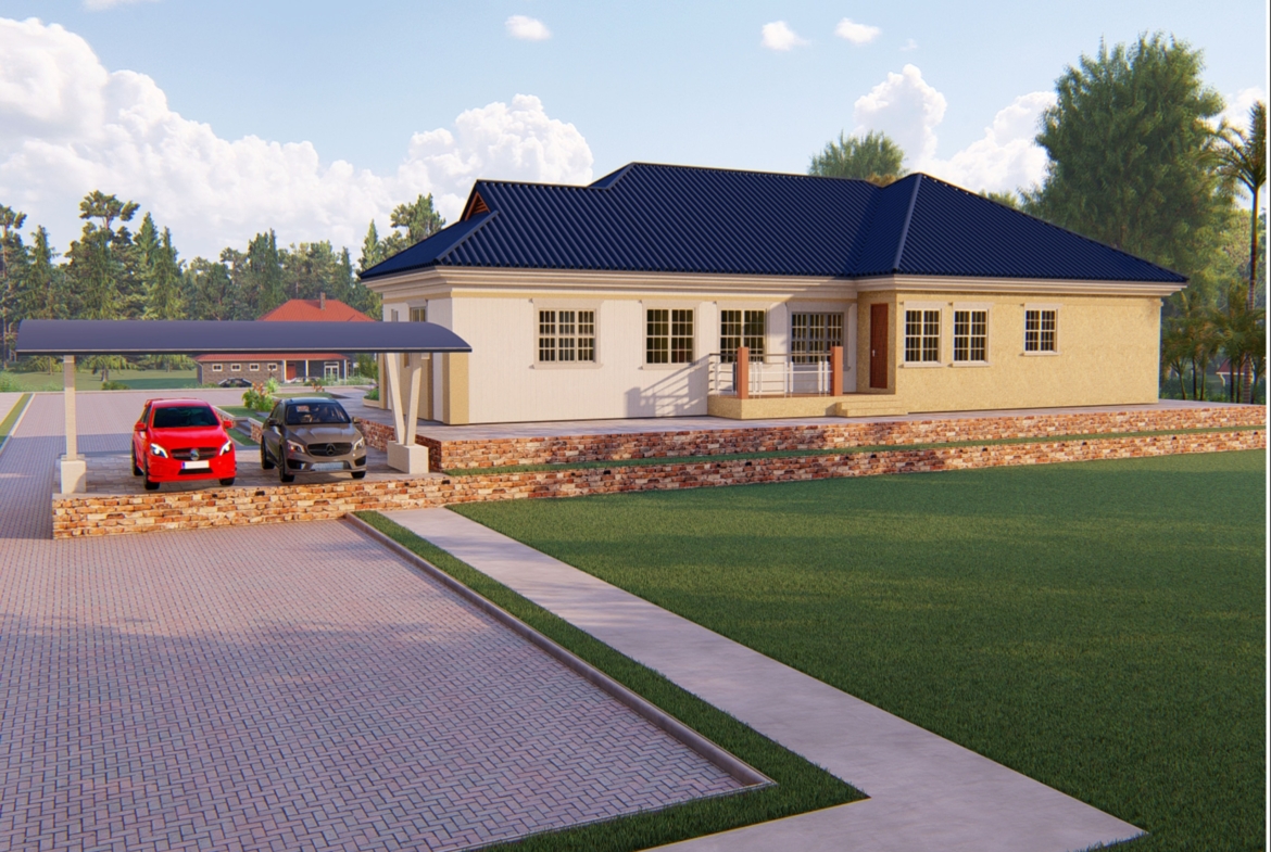 5-bedroom family house design with spacious driveway and modern features