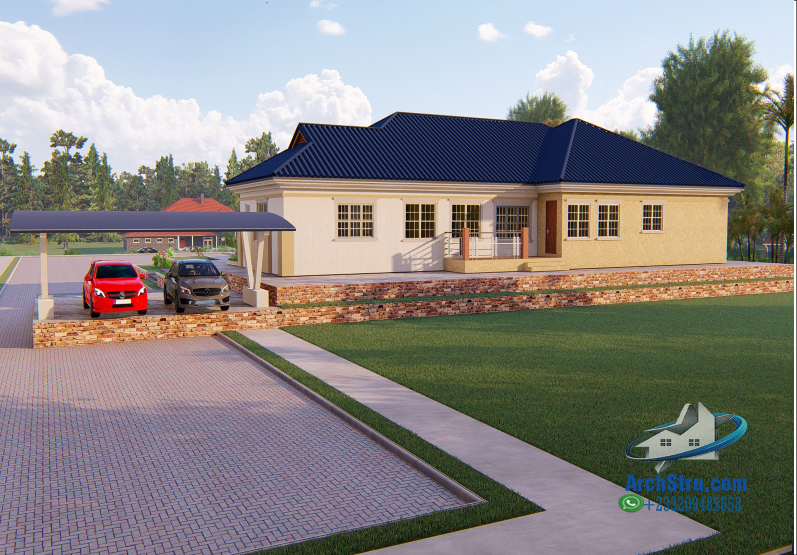 Modern 5-Bedroom Family House Design 5-bedroom family house design with spacious driveway and modern features