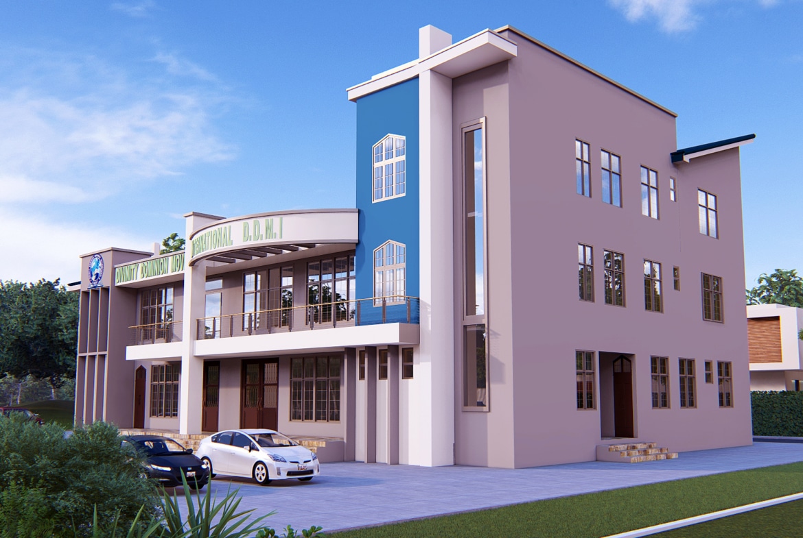 Modern church building with contemporary architectural design