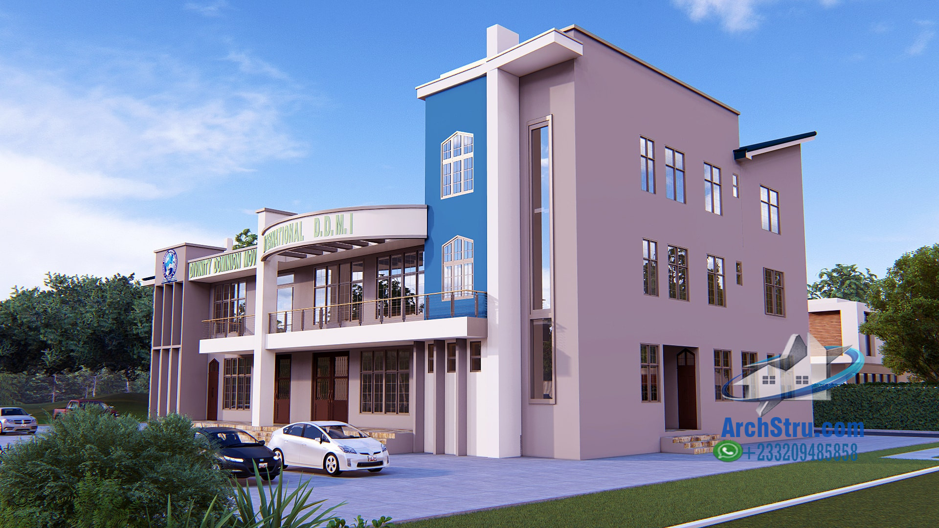 Modern church building with contemporary architectural design