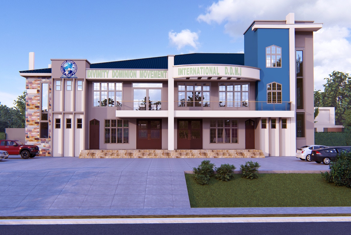 Modern church building with contemporary design and large windows