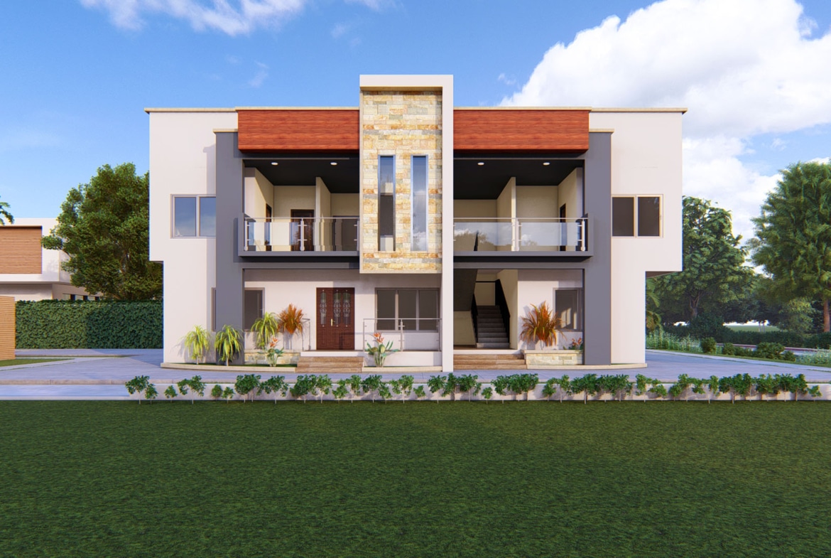 Modern architecture design of a 4-bedroom apartment in Ghana