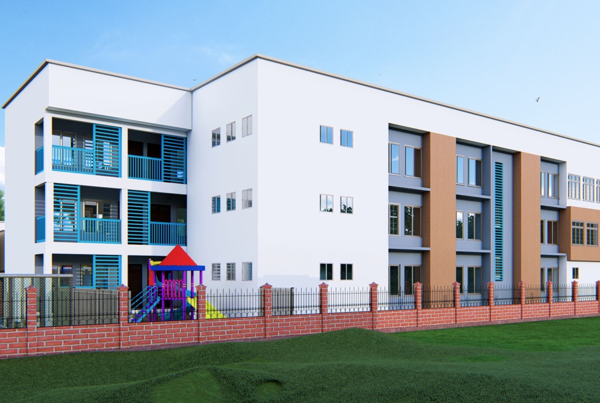 modern school with glass facade architecture
