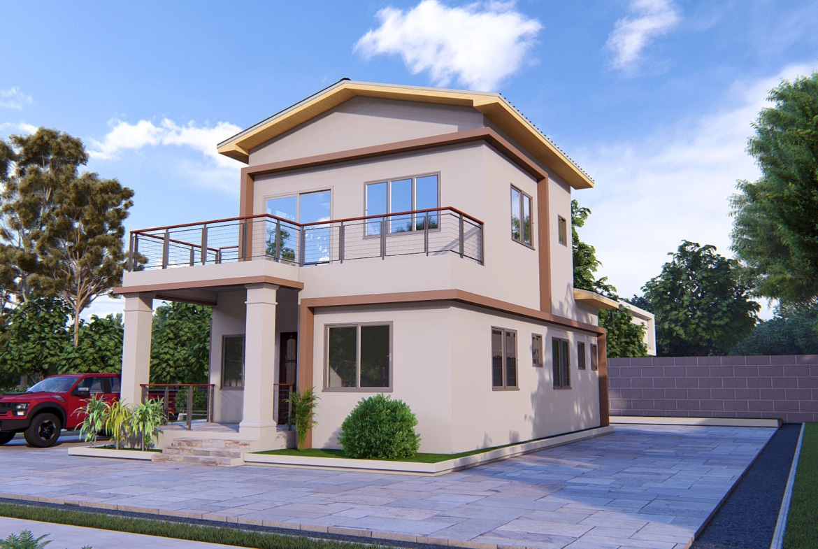 3 bedroom duplex house floor plan Ghana design
