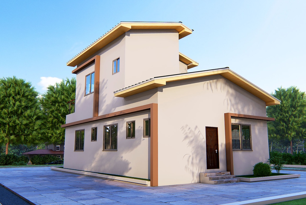 minimalist 3 bedroom duplex design in Ghana exterior