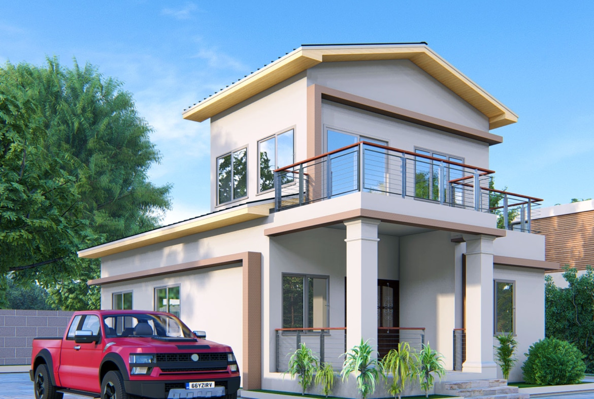3 bedroom duplex house with balcony Ghana design